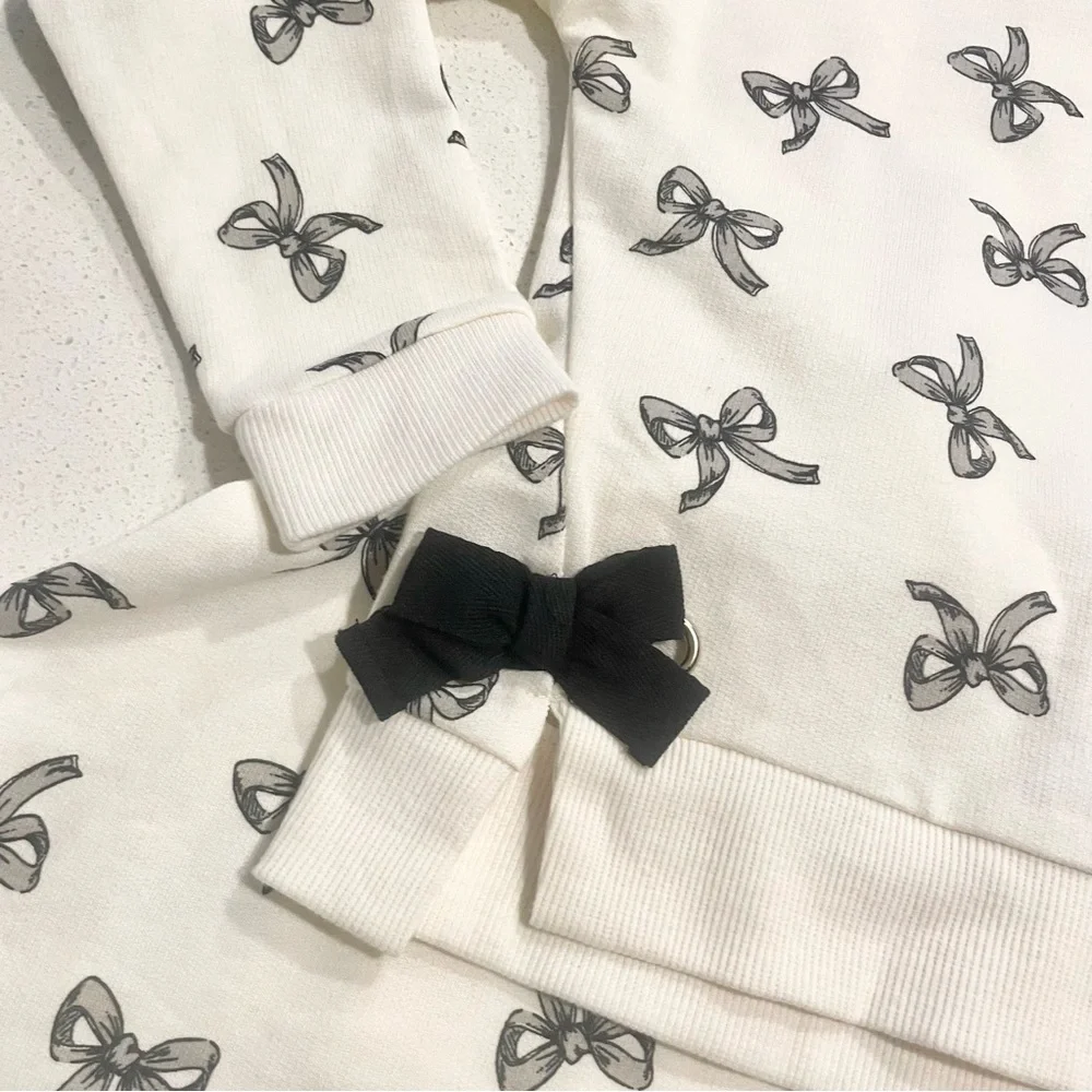 Rachel Zoe Cream Bow Print Top and Skirt Set